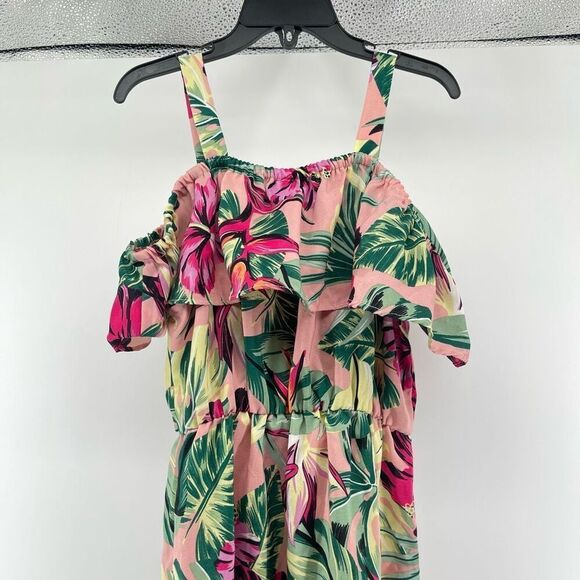 RMLA Girls Pink Tropical Floral Off Shoulder With Straps Maxi Dress Size 10 - Picture 9 of 13